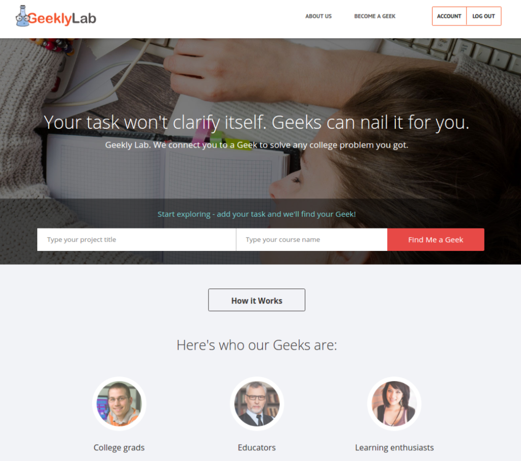 geeklylab homepage screenshot